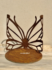 Vlinder Kaarsenhouder, 17 x 15 cm. Roest Metaal Decoratie
