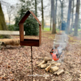 Vogelvoederhuis modern groot, tuinsteker, 154 x 23 x 11 cm, Roest Metaal Decoratie