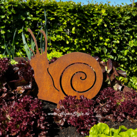 Wijnbergslak met steker, 35 x 35 cm, roest metaal tuin decoratie