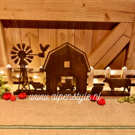 Onze boerderij ©AlpenStyle, 48 x 22 x 4 cm, Roest Metaal Decoratie