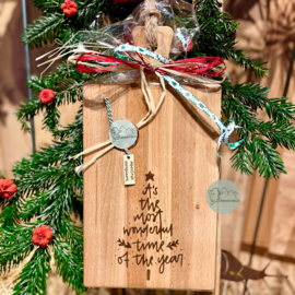 Borrelplank kerstboom met tekst 39 x 20 x 2 cm