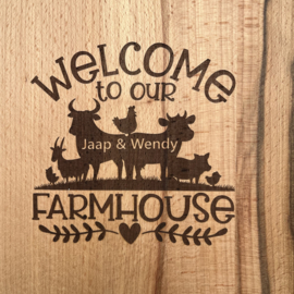 Ronde plank "Our Farmhouse" (gepersonaliseerd) ⌀30 x 1,5 cm