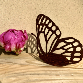 Vlinder waxinelichthouder, 12 x 8 cm. Roest Metaal Decoratie