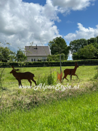 Ree familie (groot) 5 delig, Roest metaal tuin decoratie