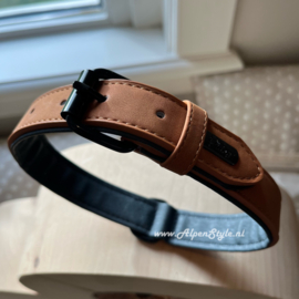 Halsband hond gepersonaliseerd Maat L Cognac