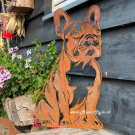 Franse Bulldog „Tank“  ©AlpenStyle. 62 x 34 cm. Cortenstaal