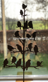 Vogelboom met standaard, 65 x 35 cm. RoestMetaal Decoratie