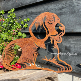 Hondje Beagle liggend. 44 x 37 cm ©AlpenStyle. Cortenstaal