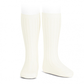 Condor kniekousen rib - Off-white  (maat 00 t/m 23-26)