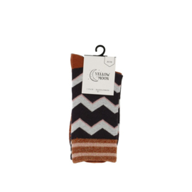 Yellow Moon sokken leopard en zigzag - caramel 27-30 t/m 39-42
