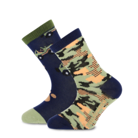 Yellow moon jongenssok camouflage/jeep - 2-pack (alleen nog 27-30 en 31-34)