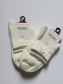 Teckel short sok ajour en roosje - Ecru (off-white) of wit 19-22 t/m 35-38