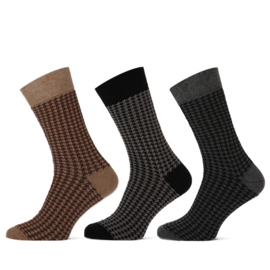 Teckel herensok met 3 dessins - Marine, bruin, zwart