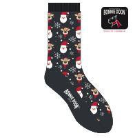 Bonnie Doon Santa and Rudolf socks - Black of Dark blue 40-46