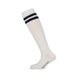 Yellow Moon kniekousen rib sport - wit met zwarte strepen 27-30 t/m 35-38