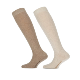 Yellow Moon kniekousen 2-pack - licht beige en melange beige 31-34