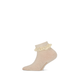 Yellow Moon meisjessokken short lace - Beige 2-pack 19-22 t/m 35-38
