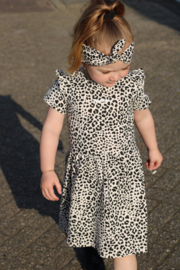 Ruffle Shortsleeve Dress | Leopard Cream | Handmade