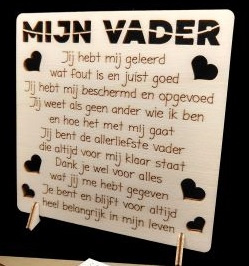 Houten wenskaart "Mijn Vader"