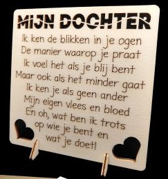 Houten wenskaart "Mijn Dochter"