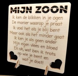 Houten wenskaart "Mijn Zoon"