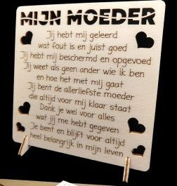 Houten wenskaart "Mijn Moeder"