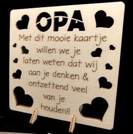 Houten wenskaart "Opa"