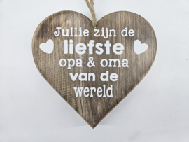 Hart vormig bord voor Opa en Oma