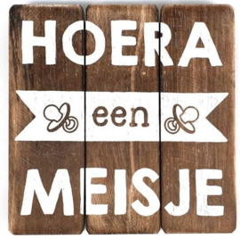 Tekst bord Hoera het is een meisje