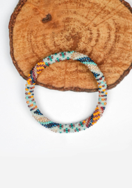 Glasperlenarmband - blau, orange und bronze