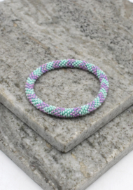Glass beads bracelet - purple and light green