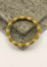 Glasperlenarmband - grün und gold