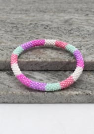 Glass beads bracelet - pink and white