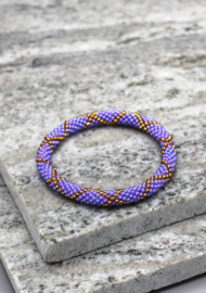 Glass beads bracelet - purple, gold