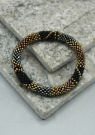 Glass beads bracelet - gold, black, mixed