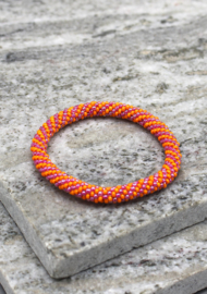 Glaskralen armband - oranje en paars