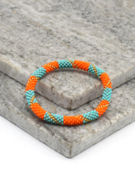 Glass beads bracelet - orange turquoise