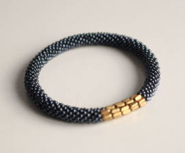 Glass beads bracelet - silver gray