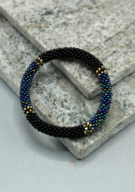 Glass beads bracelet - black and multicoloured
