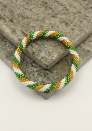 Glasperlenarmband - weiß, grün und gold