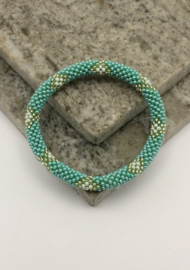 Glasperlenarmband - meerblau und gold
