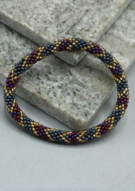 Glass beads bracelet - purple, gold, multicoloured