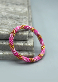 Glasperlenarmband - babyrosa und gold