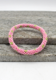Glass beads bracelet - pink and green