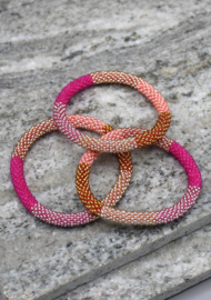 Glass beads bracelet - rose and multicoloured