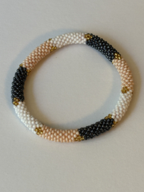 Glasperlenarmband - silber und weiß