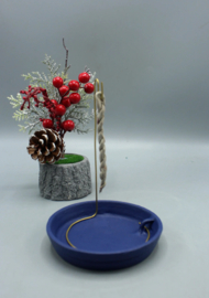 Blue ceramic rope incense burner