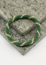 Glasperlenarmband - weiß, grün und gold