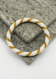 Glasperlenarmband - weiß und gold