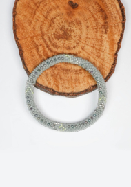 Glaskralen armband - grijs en zilver